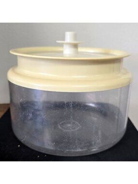 Vintage Tupperware Fix‑N‑Mix Jr Canister – Cream Lid & Clear Base 1970s Storage
